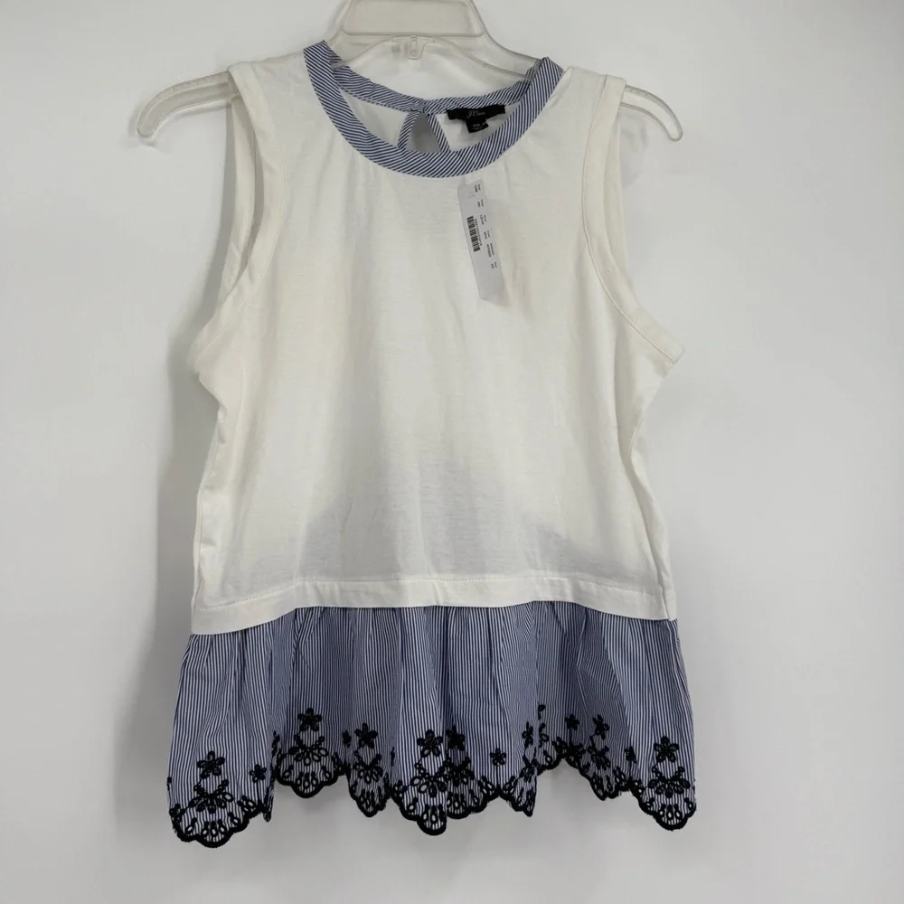 J. Crew Peplum Tulip-back Top size XS Blue White Stripe NWT Sleeveless